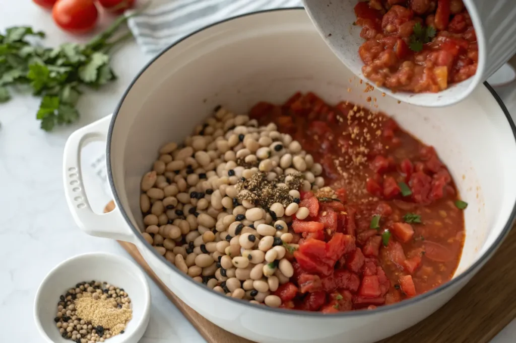 Adding Black-Eyed Peas to Moroccan Stew